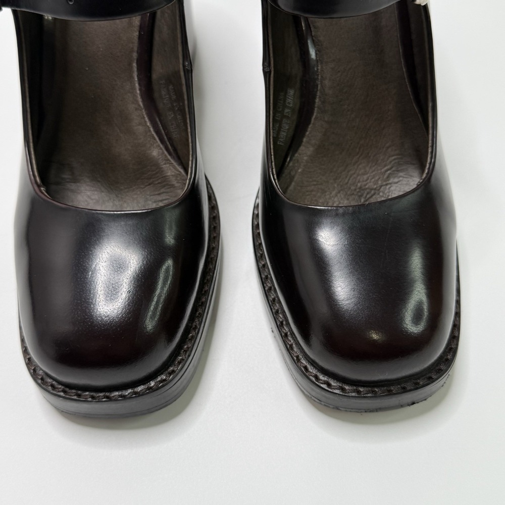 Jeffrey Campbell Mary Jane Heels Leather Mahogany Size 6 Pumps Buckle Strap - Picture 4 of 12